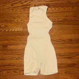 Cream snatched backless romper